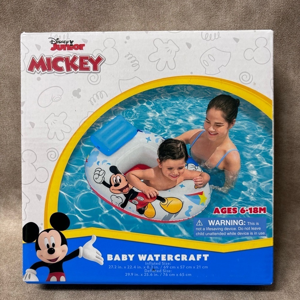 Disney Jr Mickey Mouse Baby Watercraft Float Swimming Pool Seat - Ages 6-18 M
